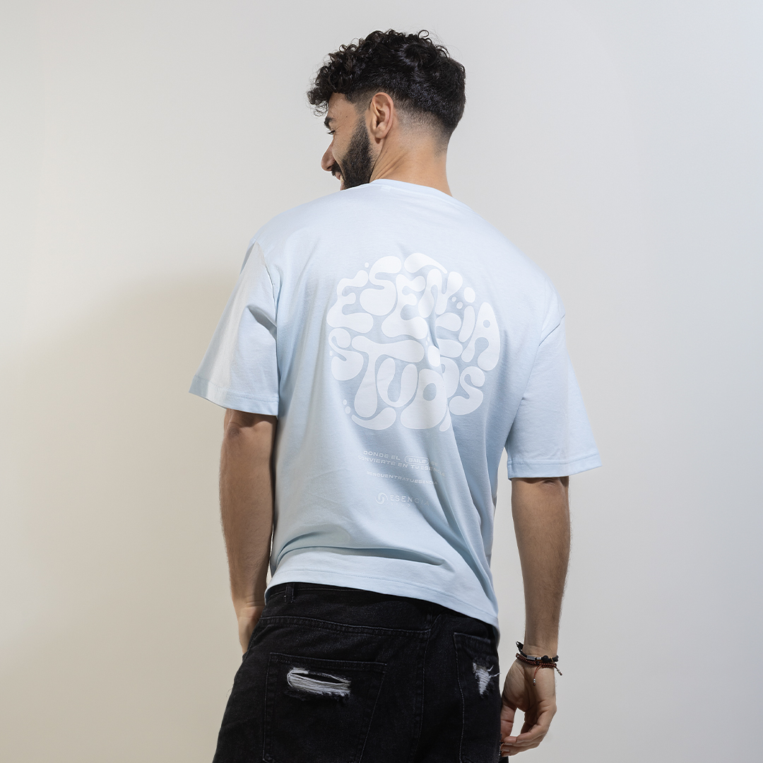 Camiseta Hombre Oversize Azul