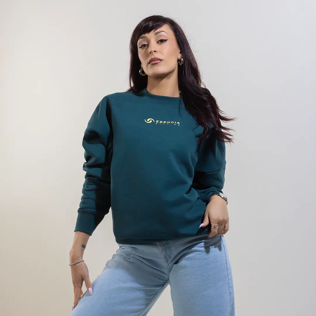 Sudadera turquesa oscuro sin capucha